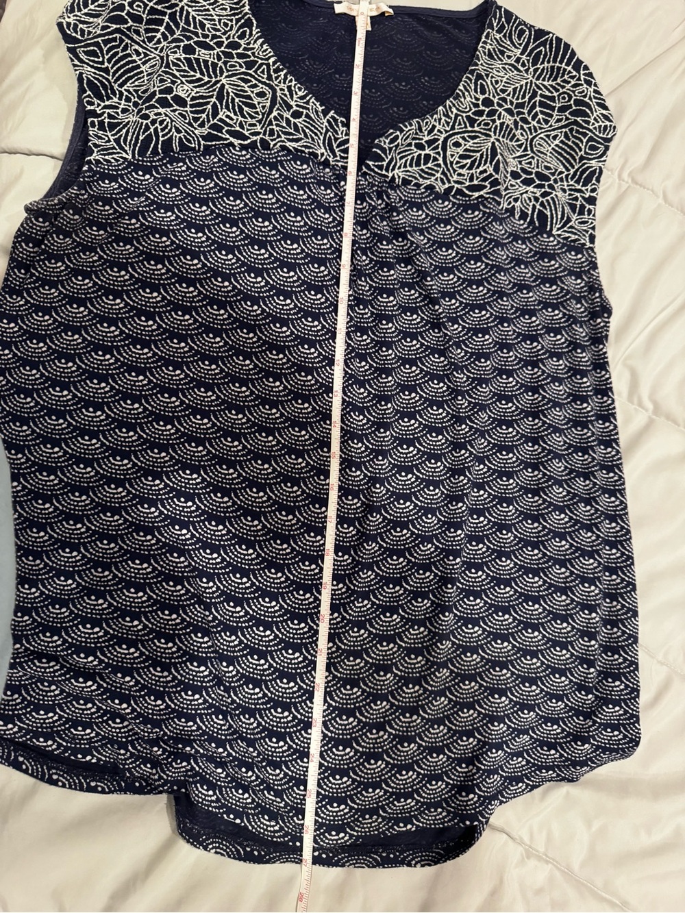 Skies Are Blue Navy and White Sleeveless Tunic with Embroidered Yoke - Picture 7 of 8